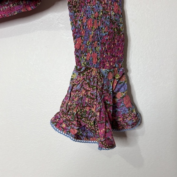 Free People Amelia Printed Blouse pink/rose size Medium - Picture 4 of 6